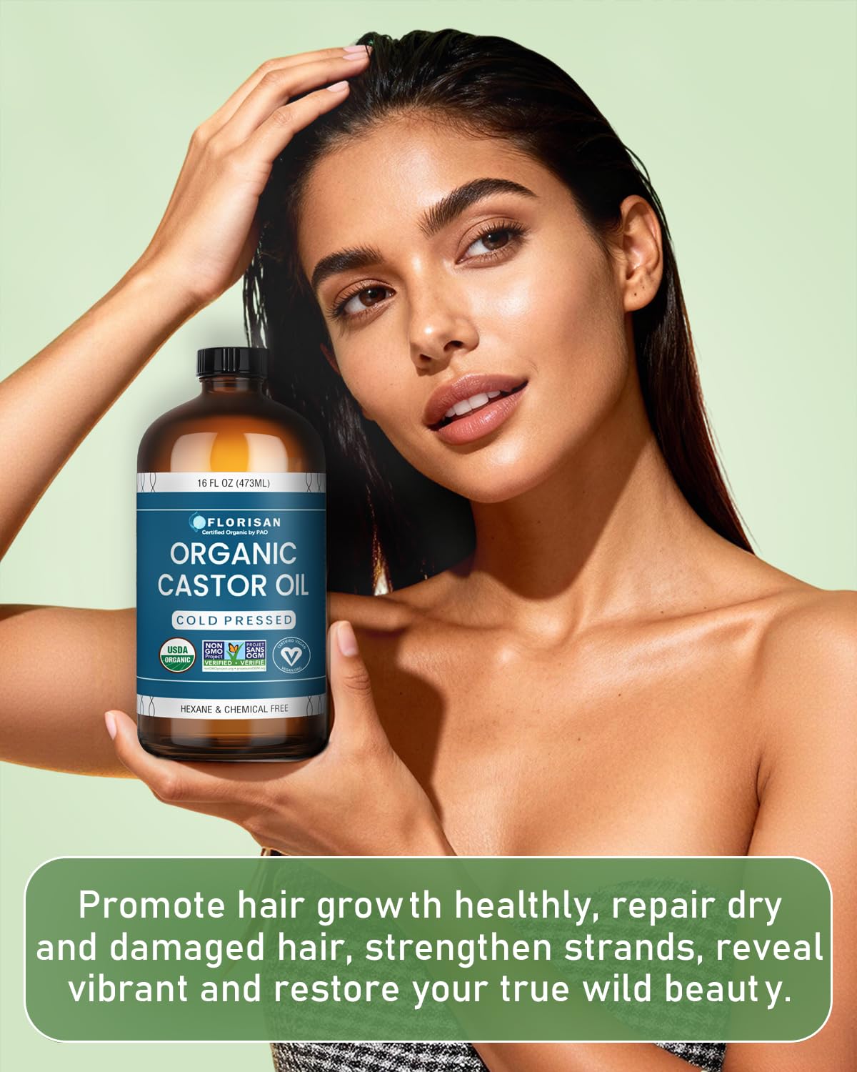 Florisan drop on fingertip for skin use demonstrating moisturization benefit
