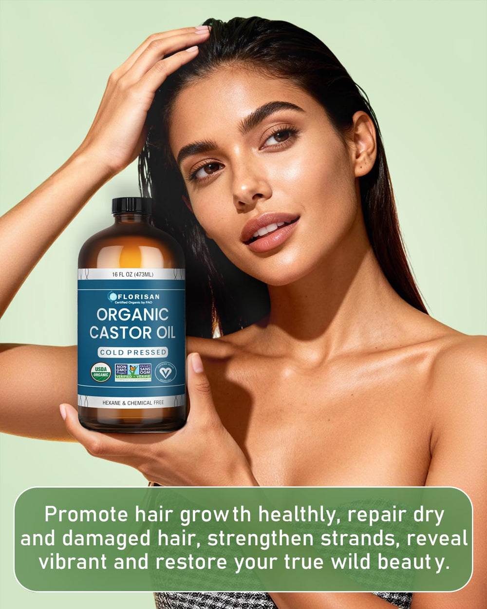 Florisan drop on fingertip for skin use demonstrating moisturization benefit