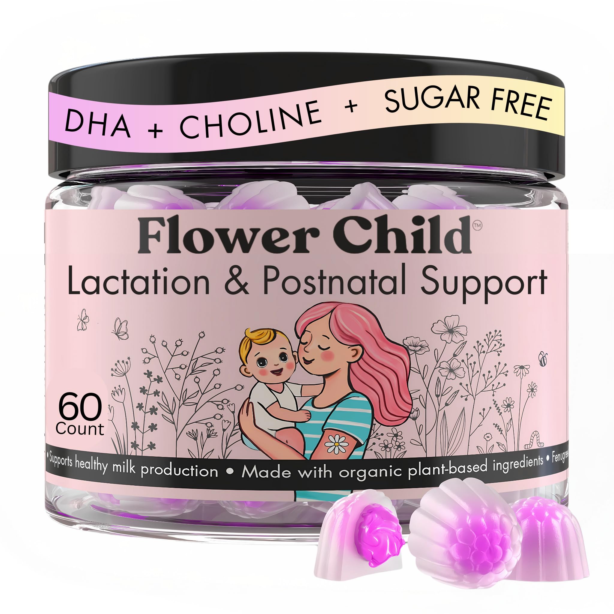 Flower Child front packaging showing label and benefits, clear product identity
