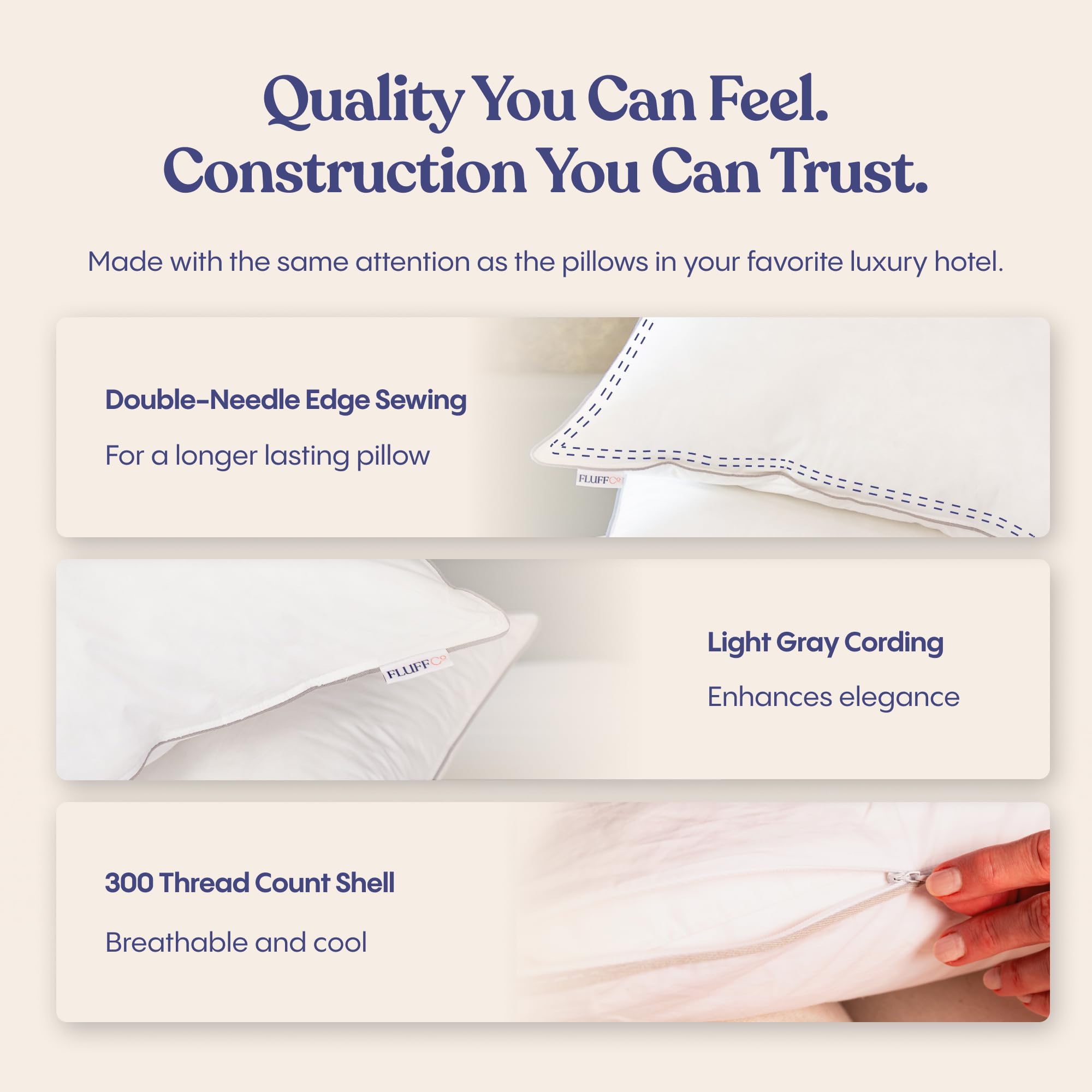 FluffCo pillow supporting back sleeper showing gentle elevation benefit