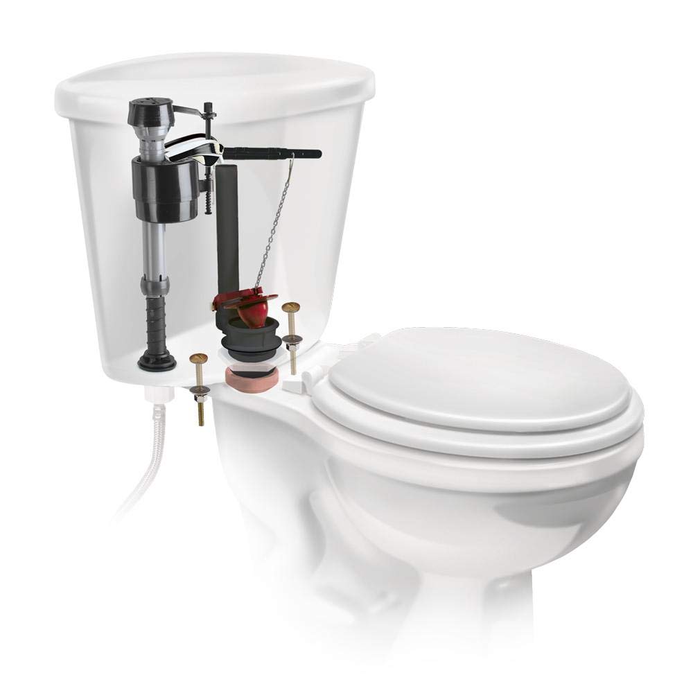 Fluidmaster kit staged in bathroom for easy DIY repair and restored flushing