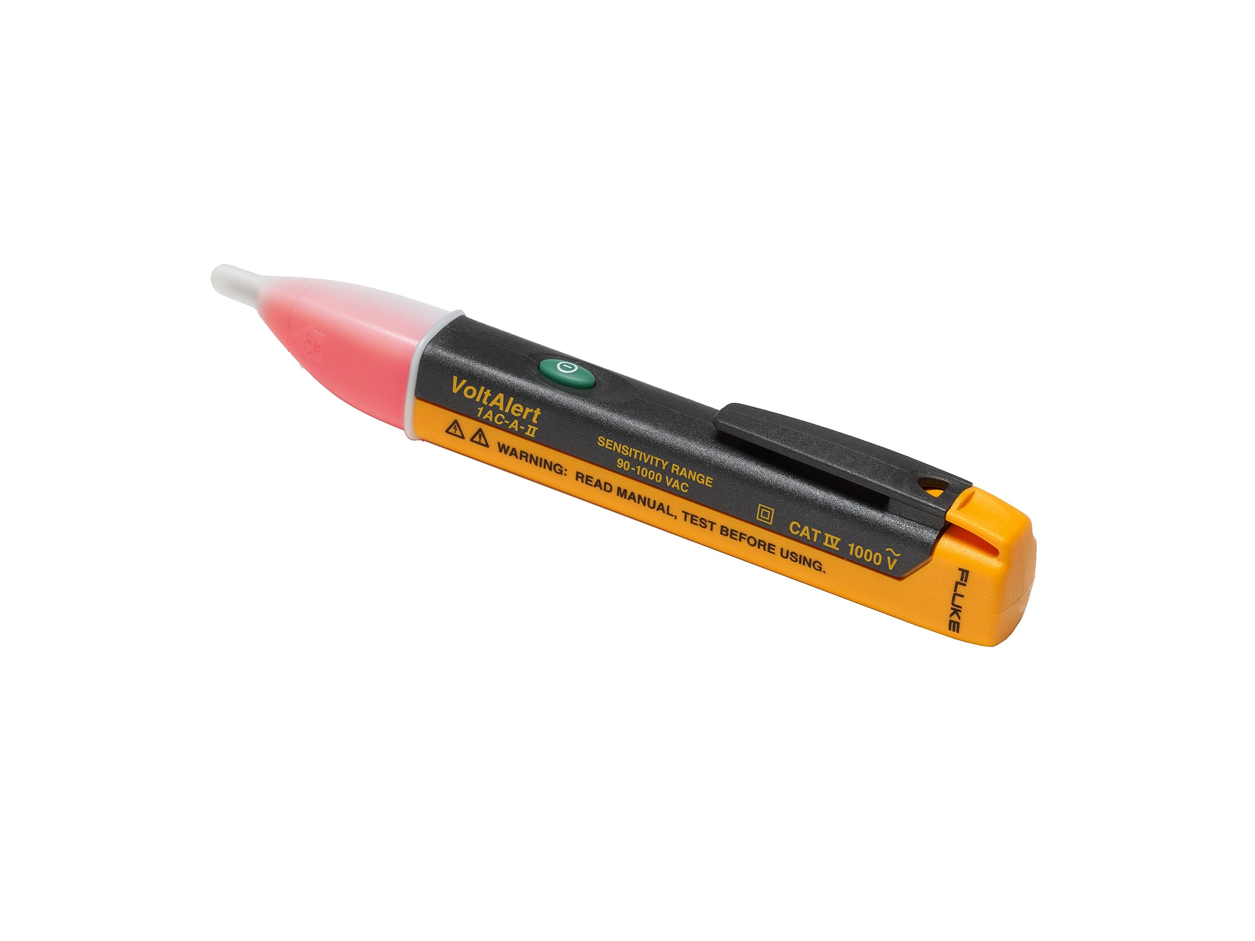 Fluke 1AC II front view showing compact pocket-sized tester and brand