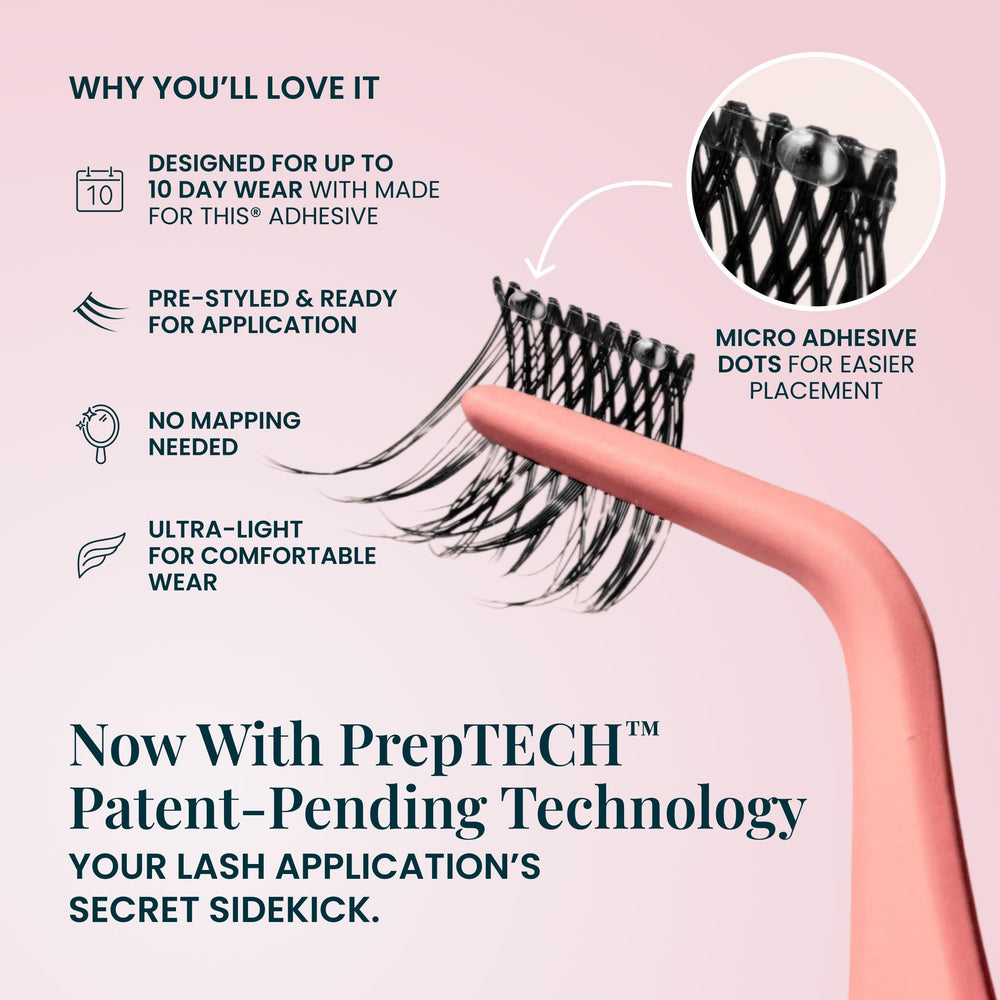 FlutterHabit underlash clusters next to tweezers showing scale and precision