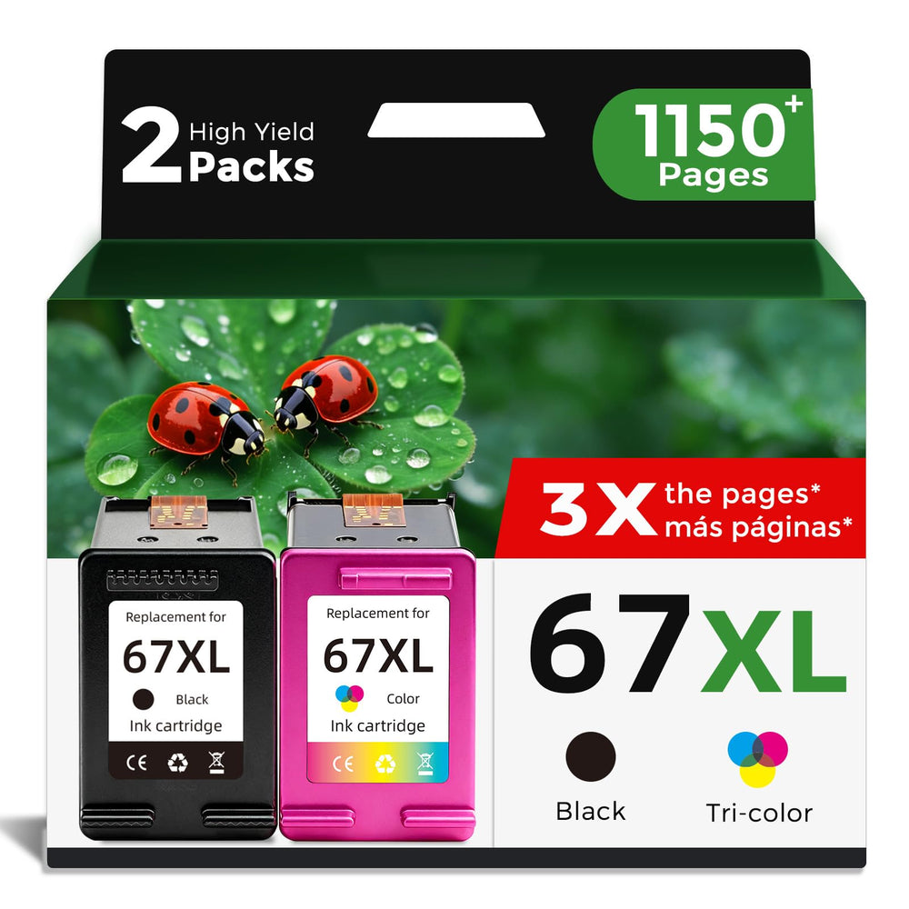 FLYFAR 67XL front packaging showing black and color cartridges and cost savings