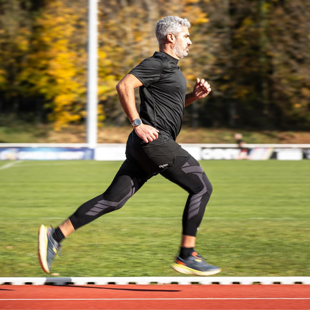 Flytex sleeve used while running demonstrating motion support and comfort