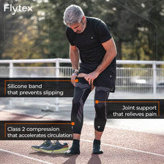 Flytex sleeve vertical view displaying length and coverage for knee protection