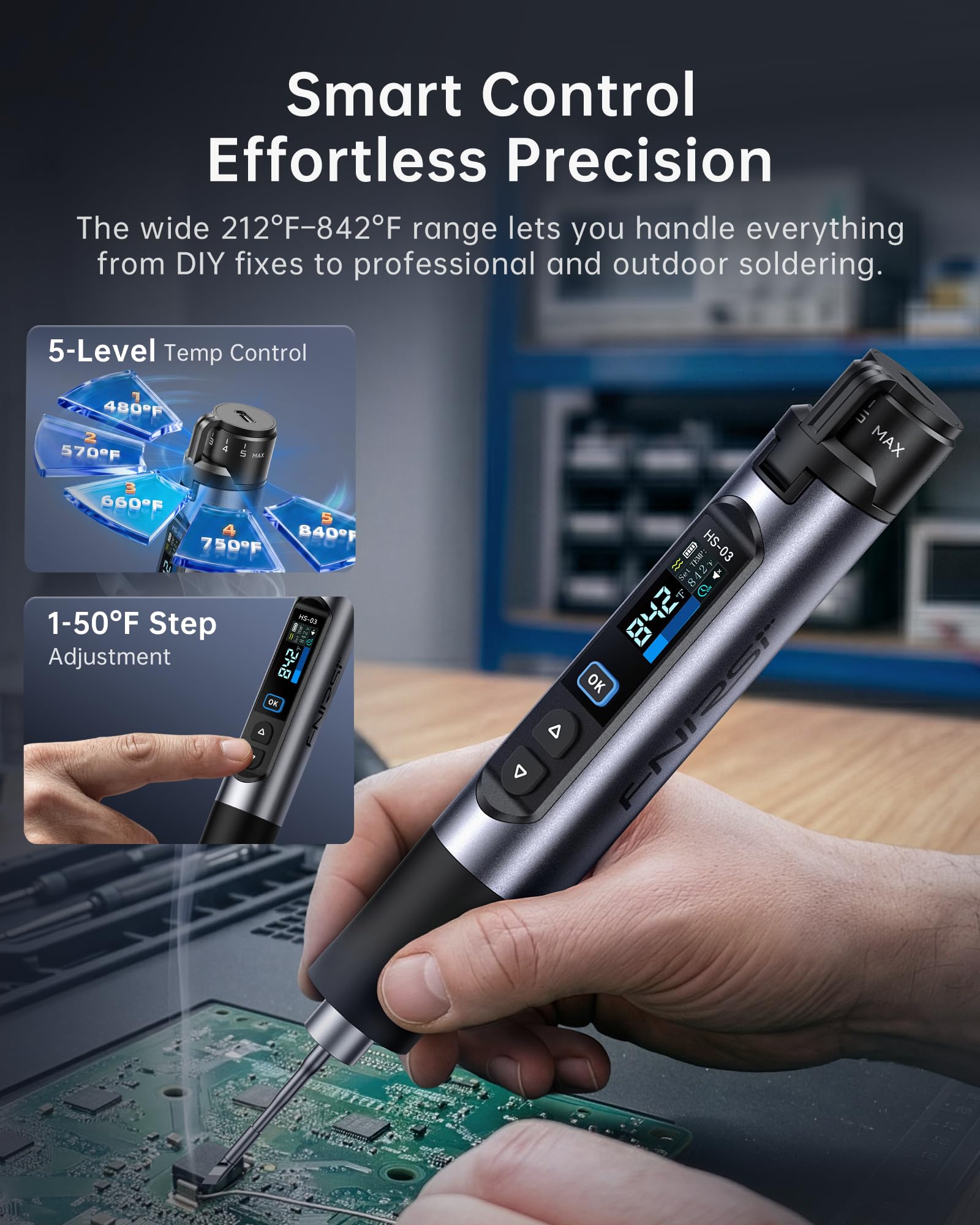 FNIRSI HS-03 held in hand to show scale and comfortable grip