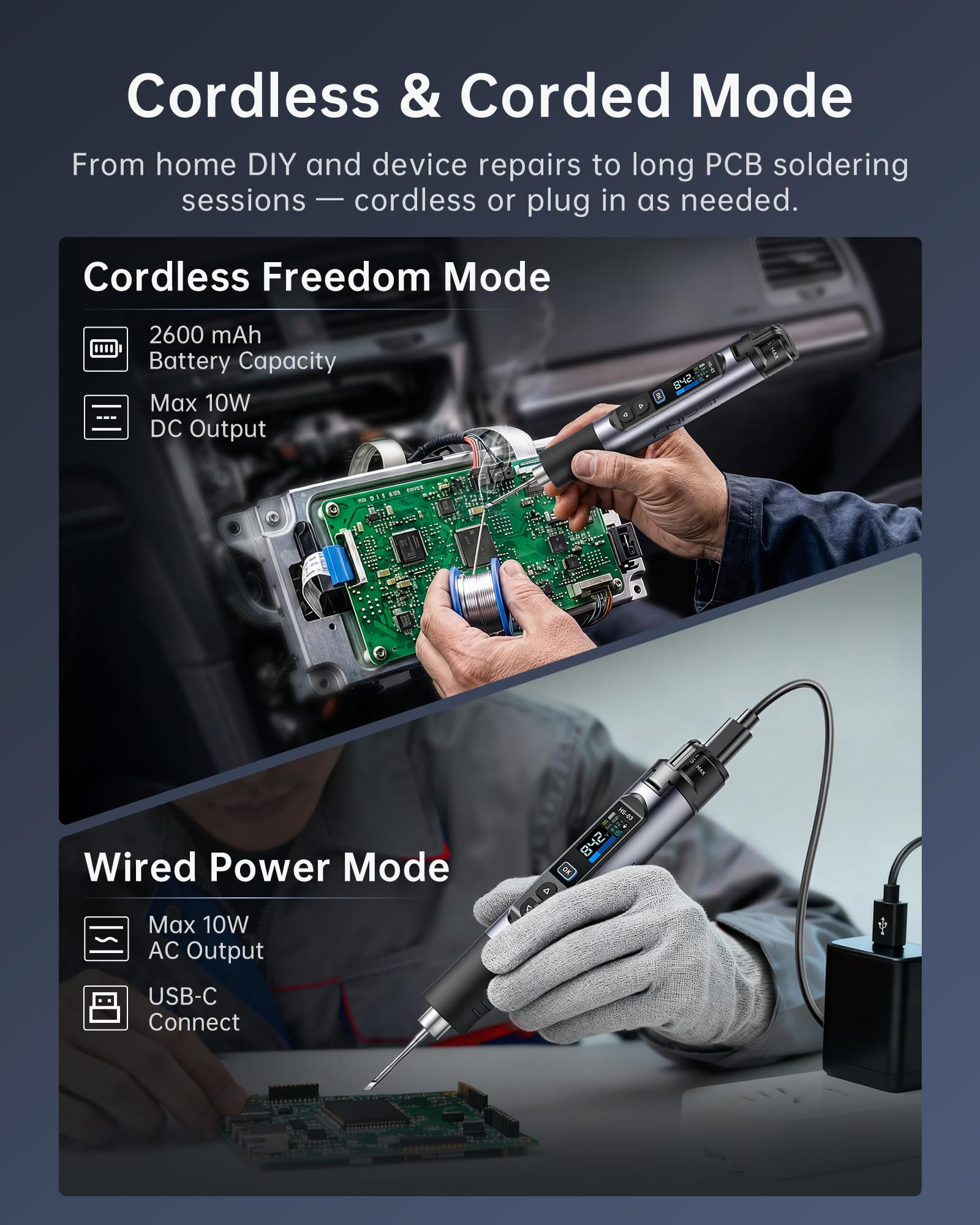 FNIRSI HS-03 soldering while USB-C charging for continuous power