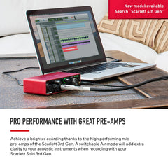 Focusrite Scarlett Solo rear balanced outputs and USB-C port for clean monitor connection