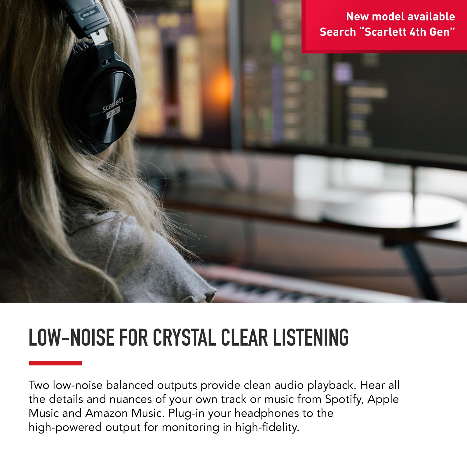 Focusrite Scarlett Solo connected to a laptop in a compact home studio for portable production