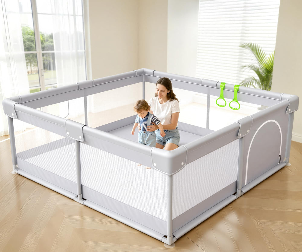 Fodoss playpen front view showing full enclosure and safe space