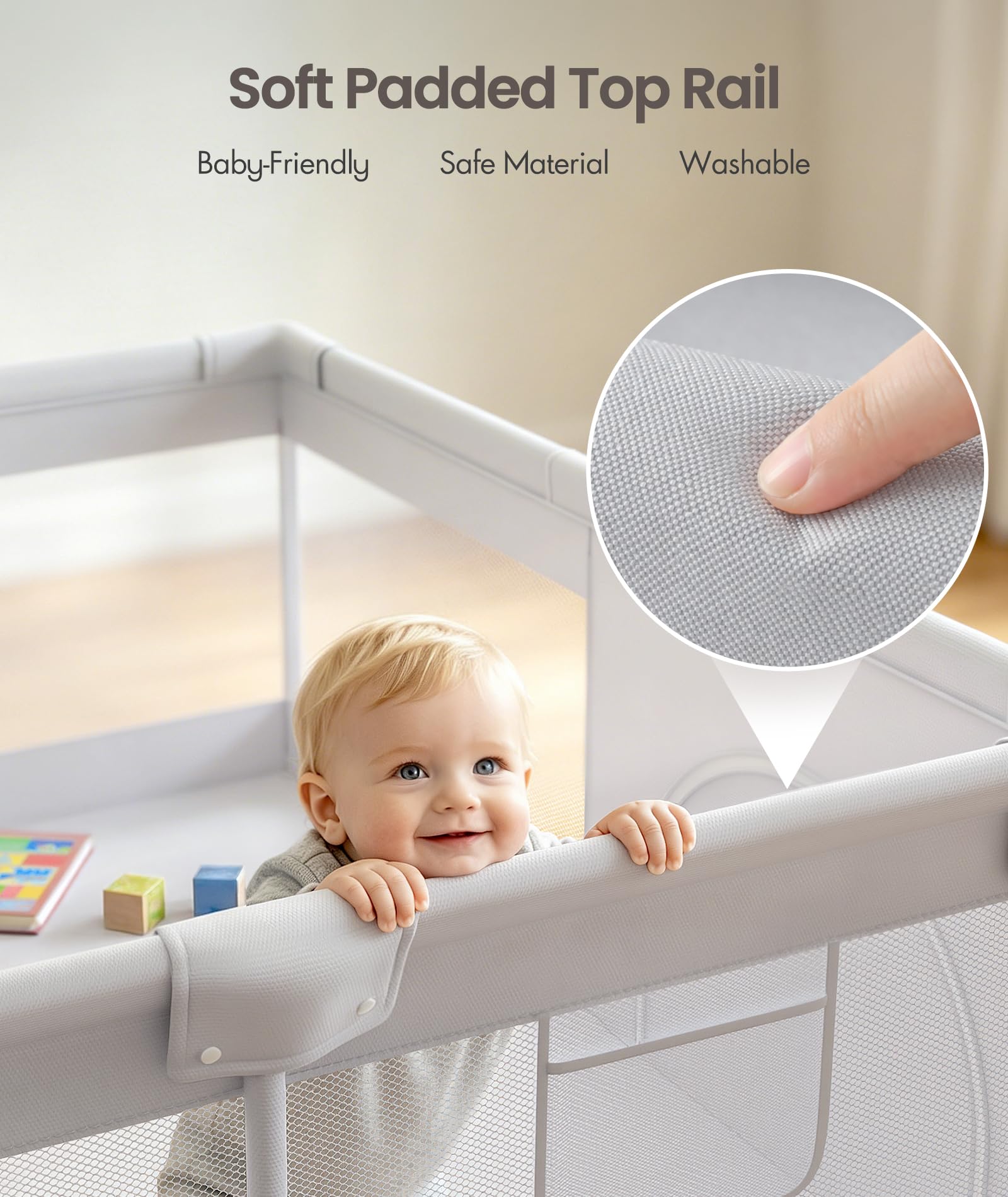 Fodoss playpen mesh side panel offering visibility and airflow