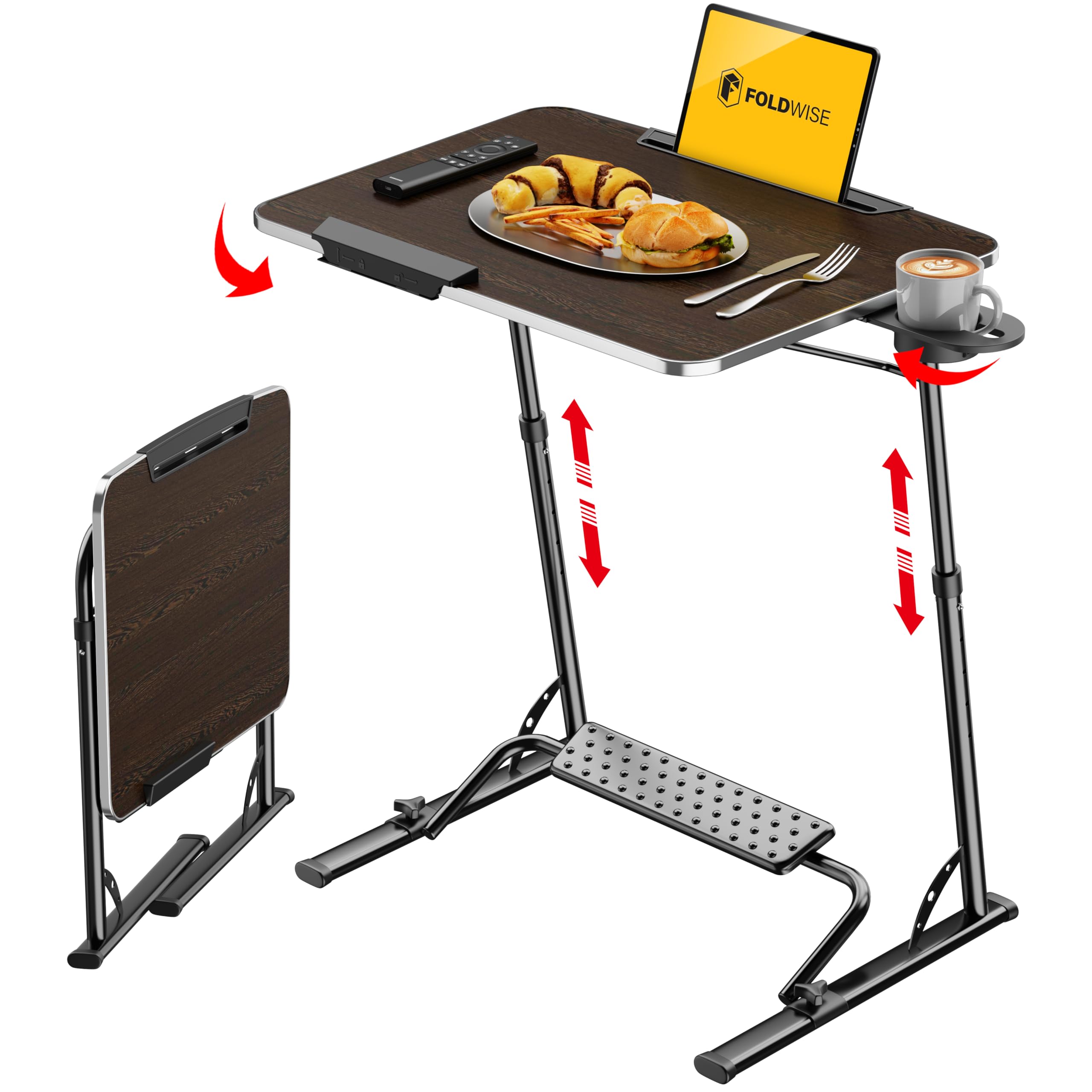 FoldWise front view showing full tabletop and sturdy frame for stable use