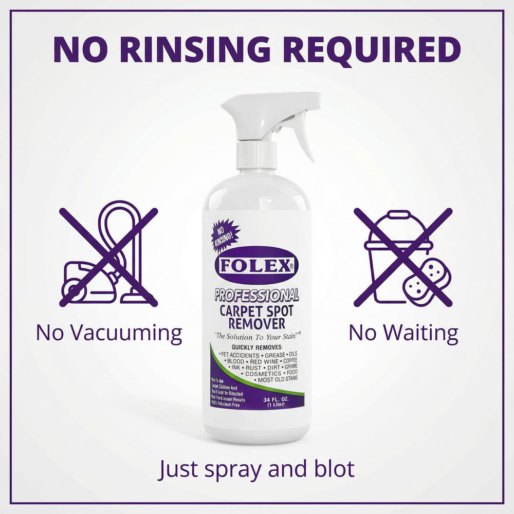 FOLEX being sprayed on couch upholstery demonstrating stain removal