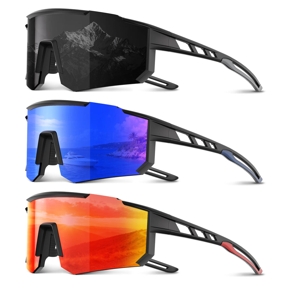 Foliful front view sunglasses showing wraparound fit and sporty coverage benefit