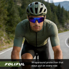 Foliful lens closeup showing polarized surface for glare reduction benefit