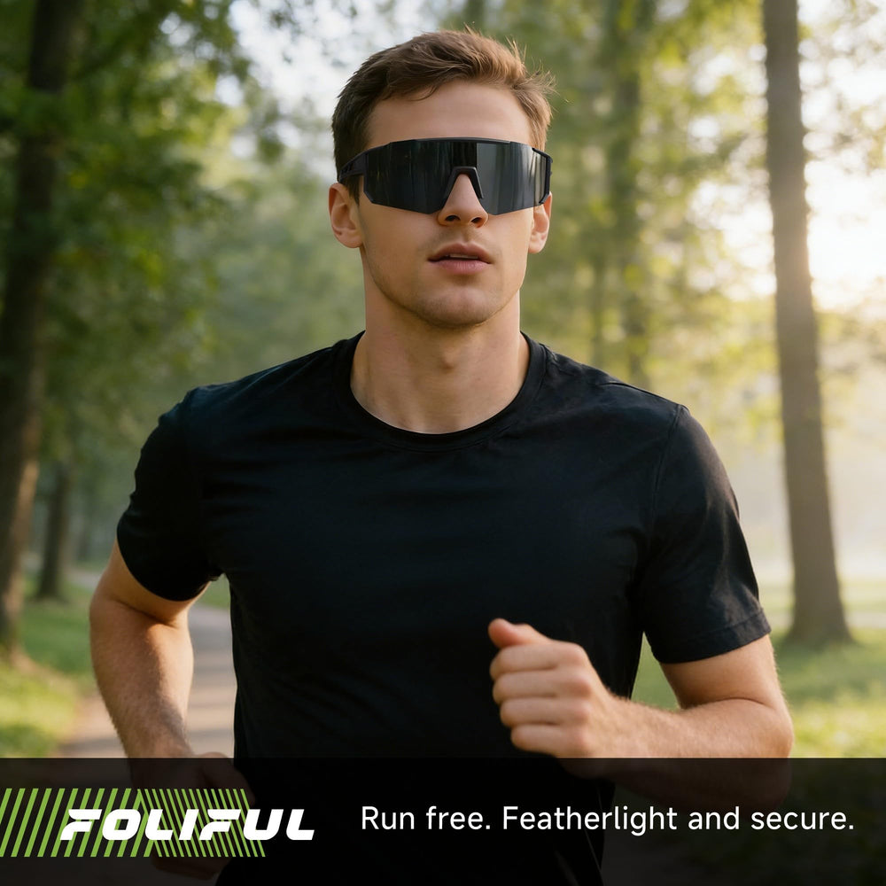 Foliful worn while running demonstrating stability and clear vision benefit