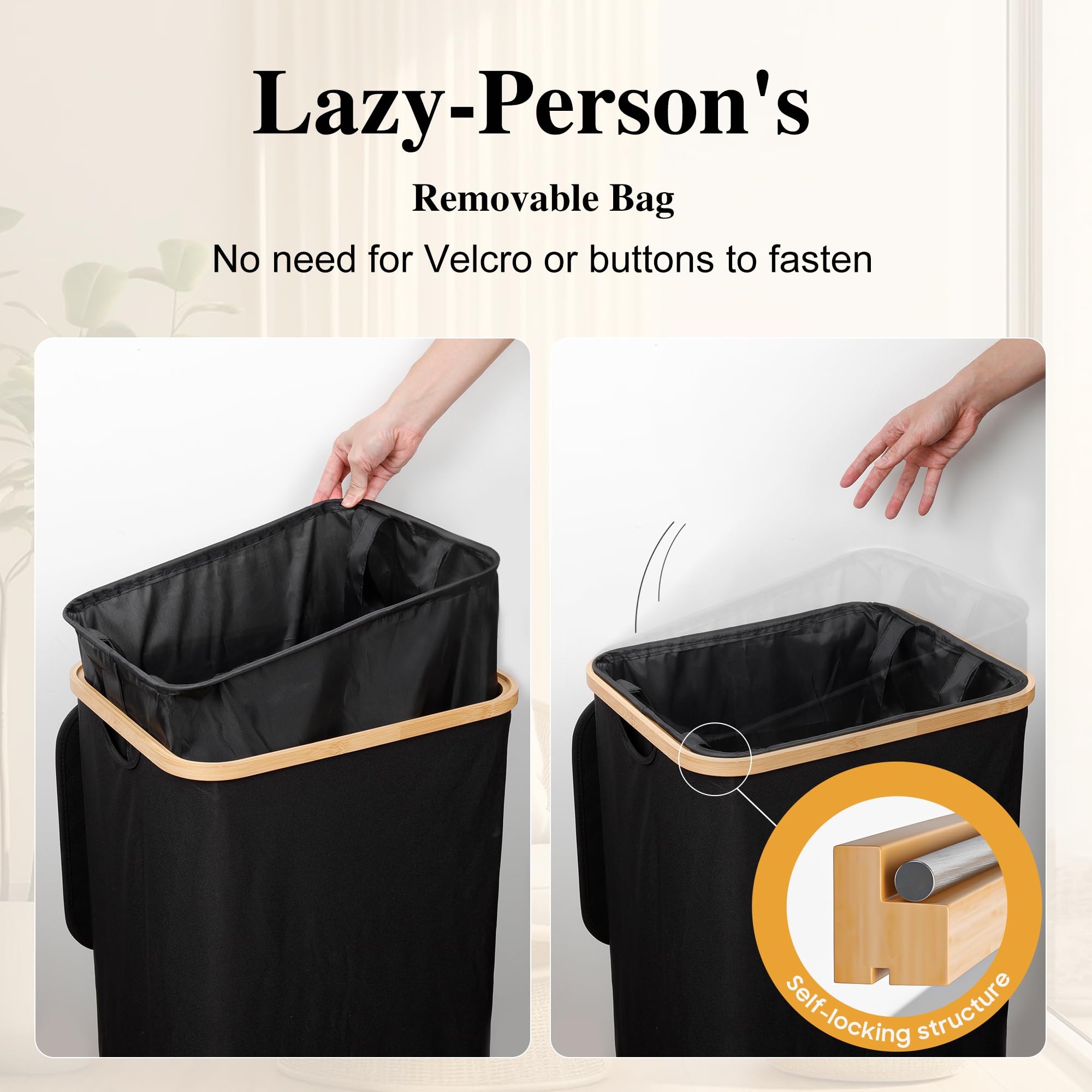 Foluck removable inner bag pulled out demonstrating easy transfer and cleaning