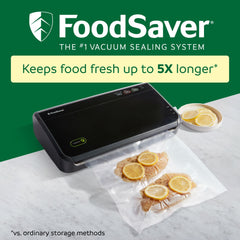 FoodSaver open lid with bag being positioned showing easy automatic detection