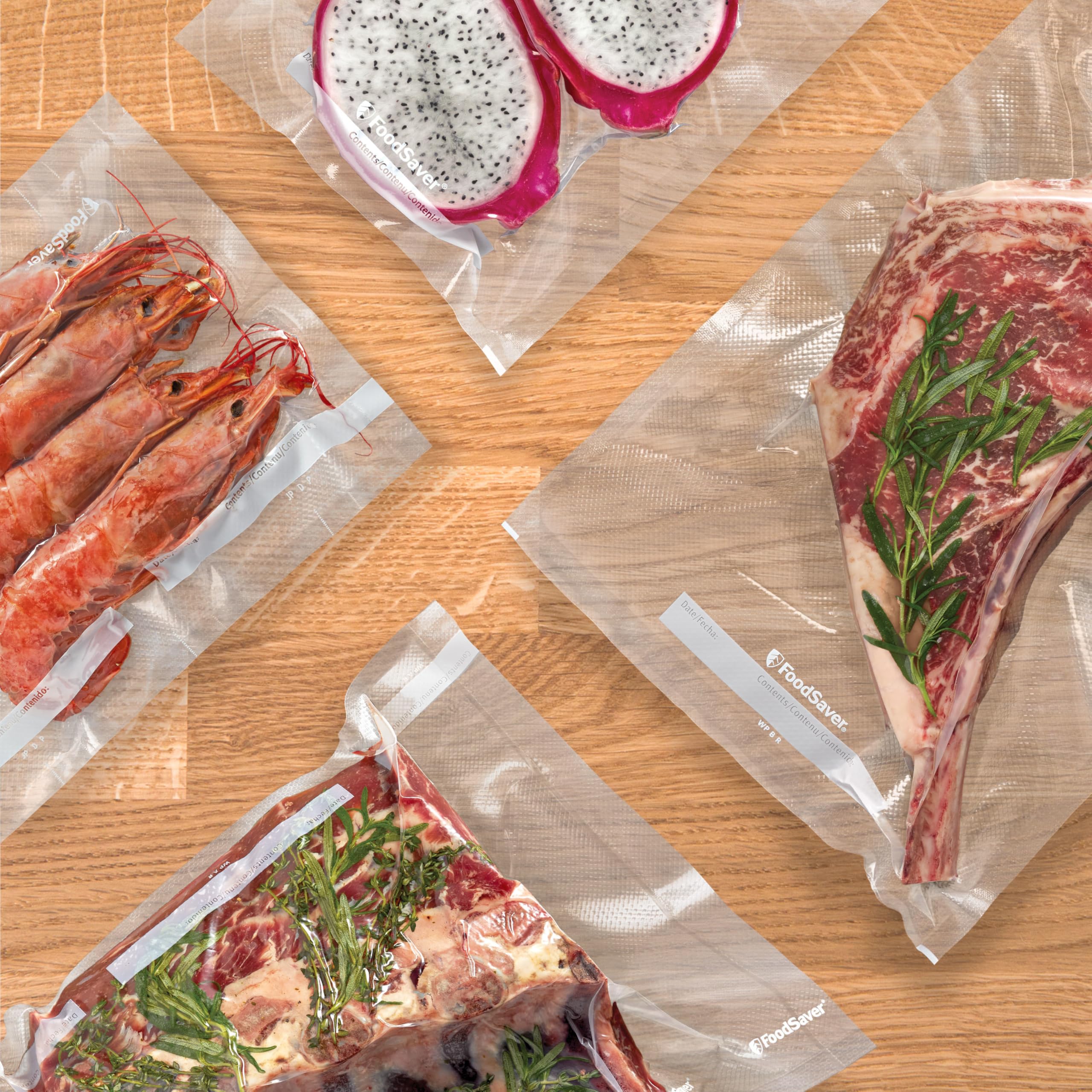 FoodSaver unrolled roll displaying length and width for custom bags