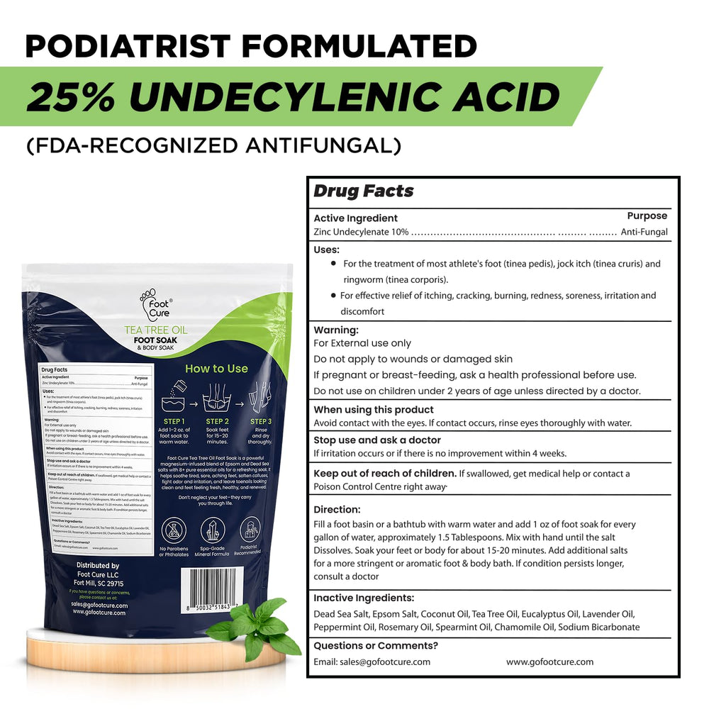 FOOT CURE clear label view listing ingredients and gentle formula