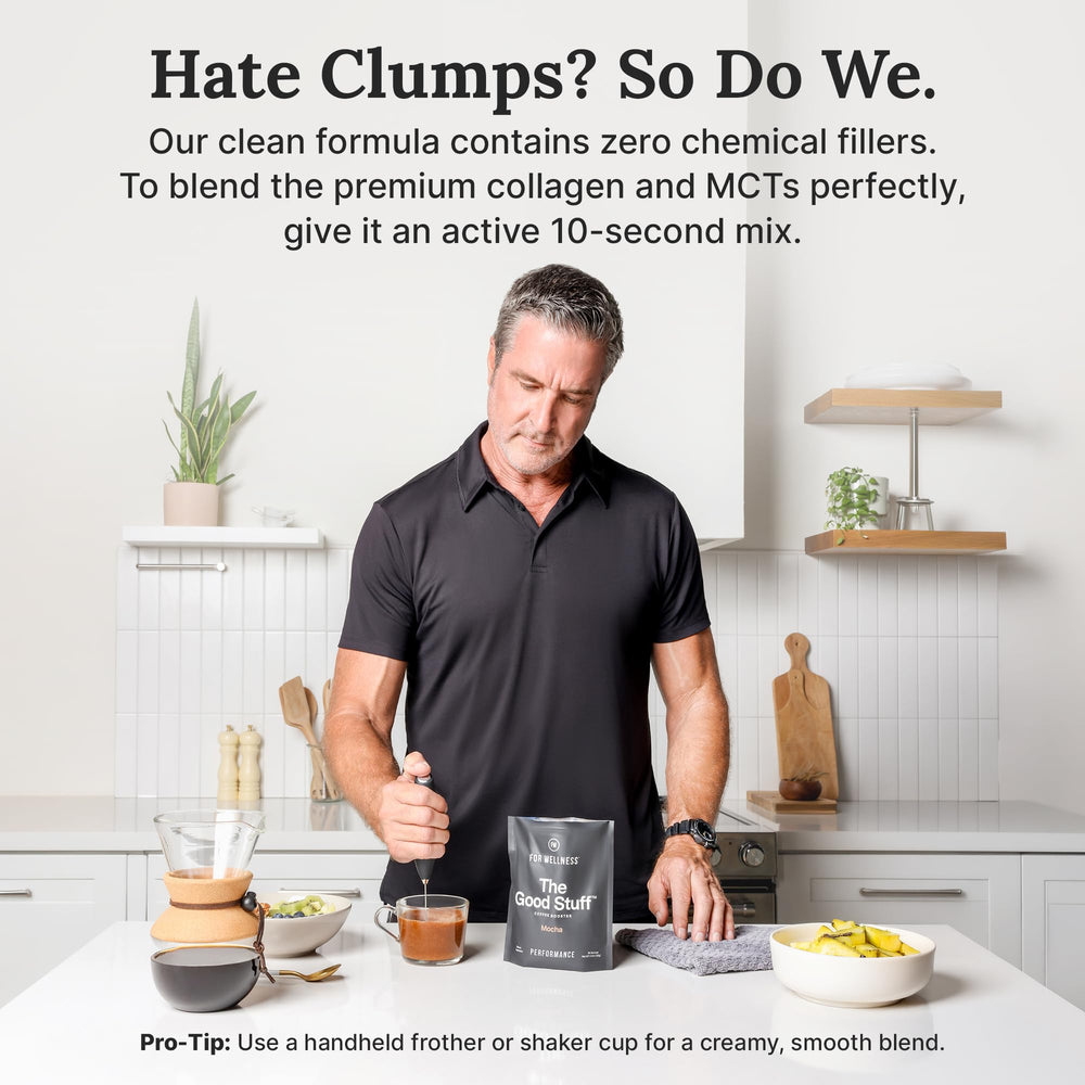 For Wellness adding creamer to hot coffee for steady energy