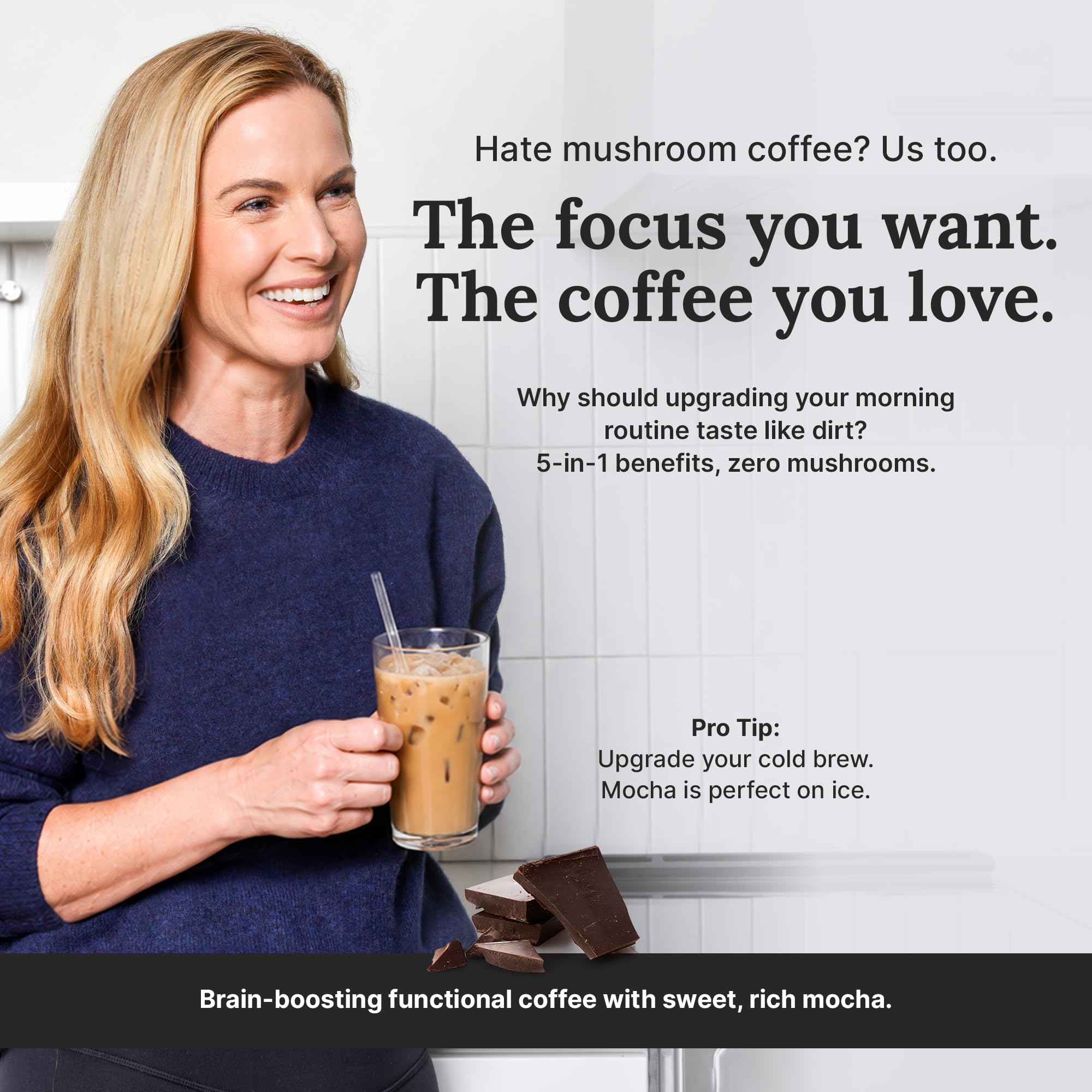 For Wellness scoop beside cup showing serving size convenience