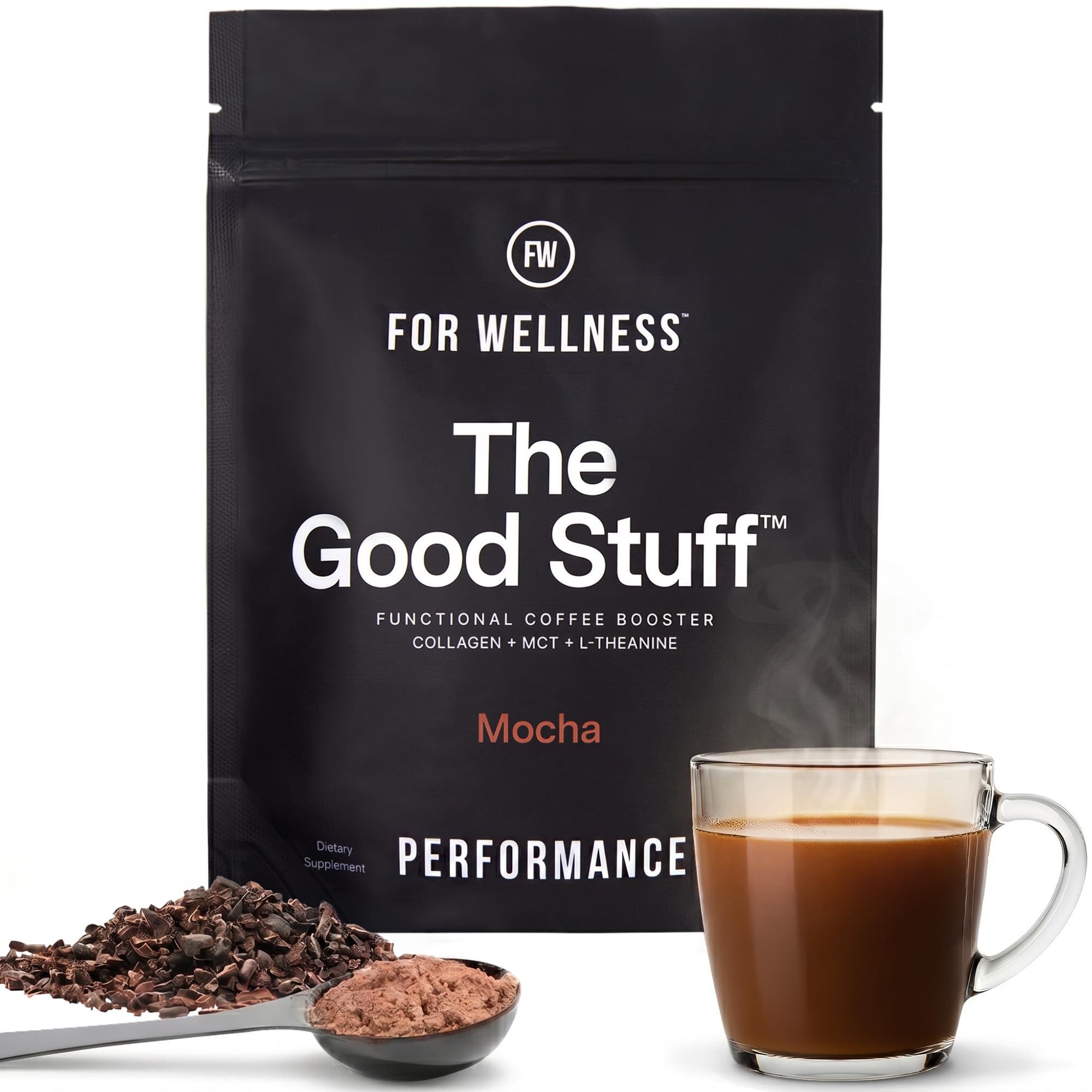 For Wellness front packaging showing mocha creamer benefits