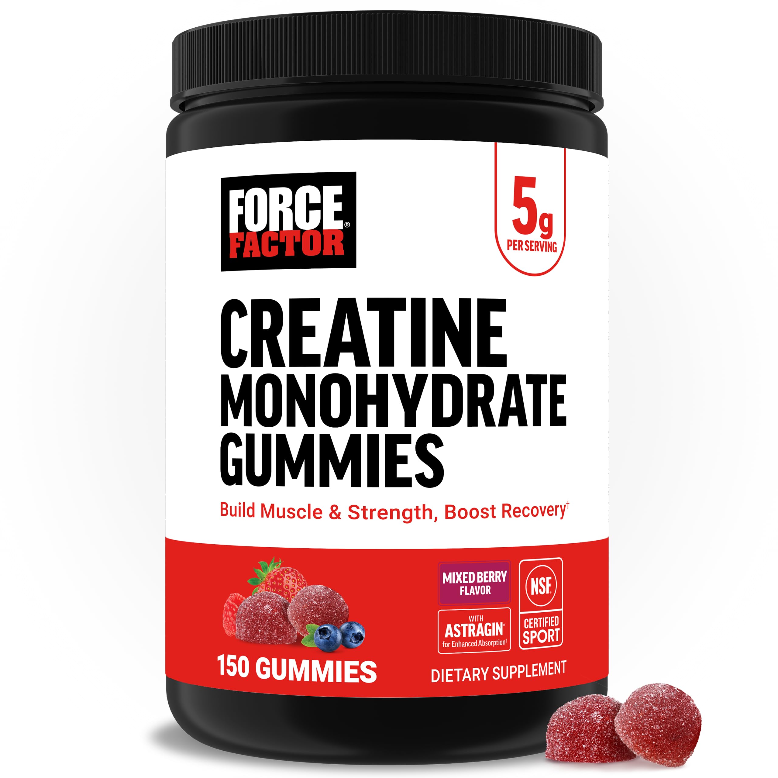 Force Factor front packaging showing NSF Certified label and benefits