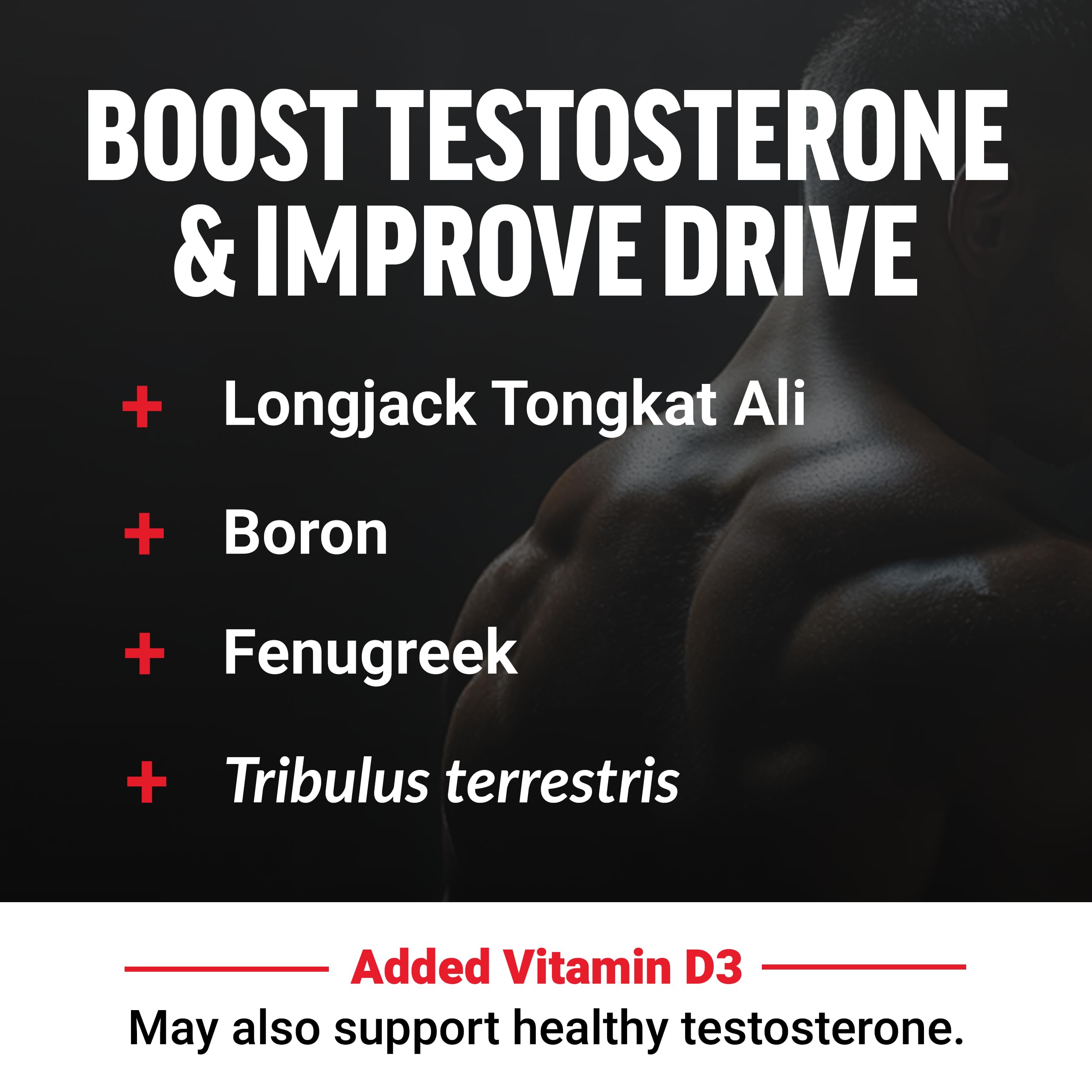 Force Factor arrangement of key ingredients showing fenugreek, maca, tongkat ali benefits