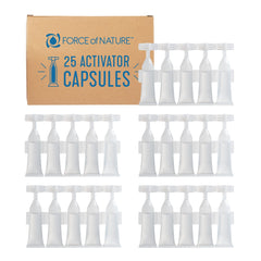 Force of Nature front box of 25 capsules showing pack and branding, sustainable refill benefit