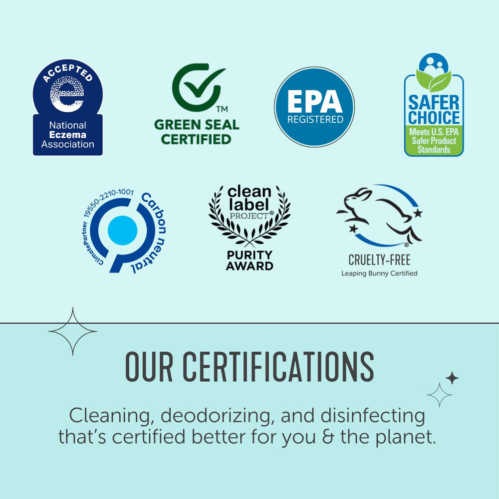 product label and EPA registration panel on Force of Nature packaging showing disinfectant transparency benefit