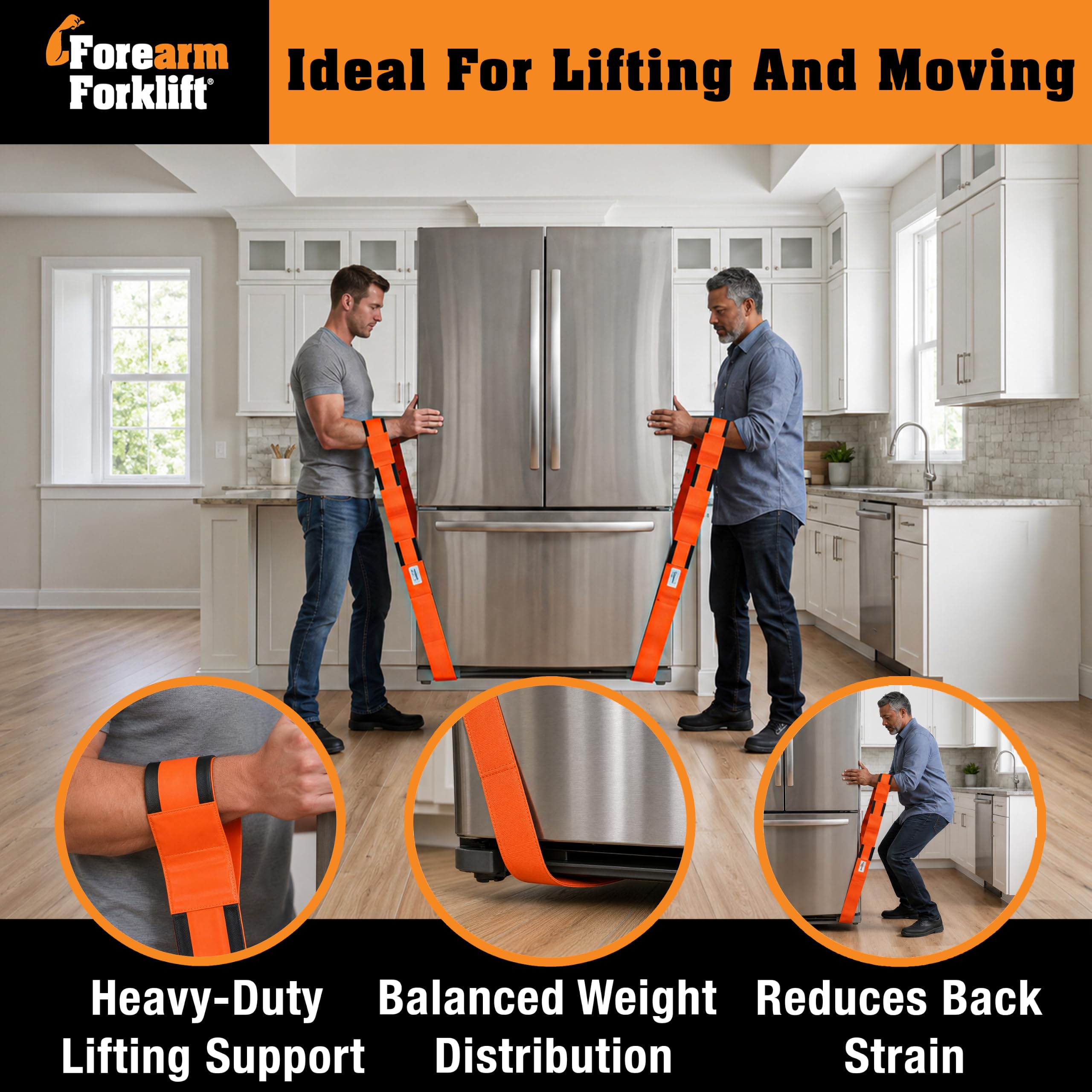 Forearm Forklift lift protecting hardwood floor from scratches and scuffs