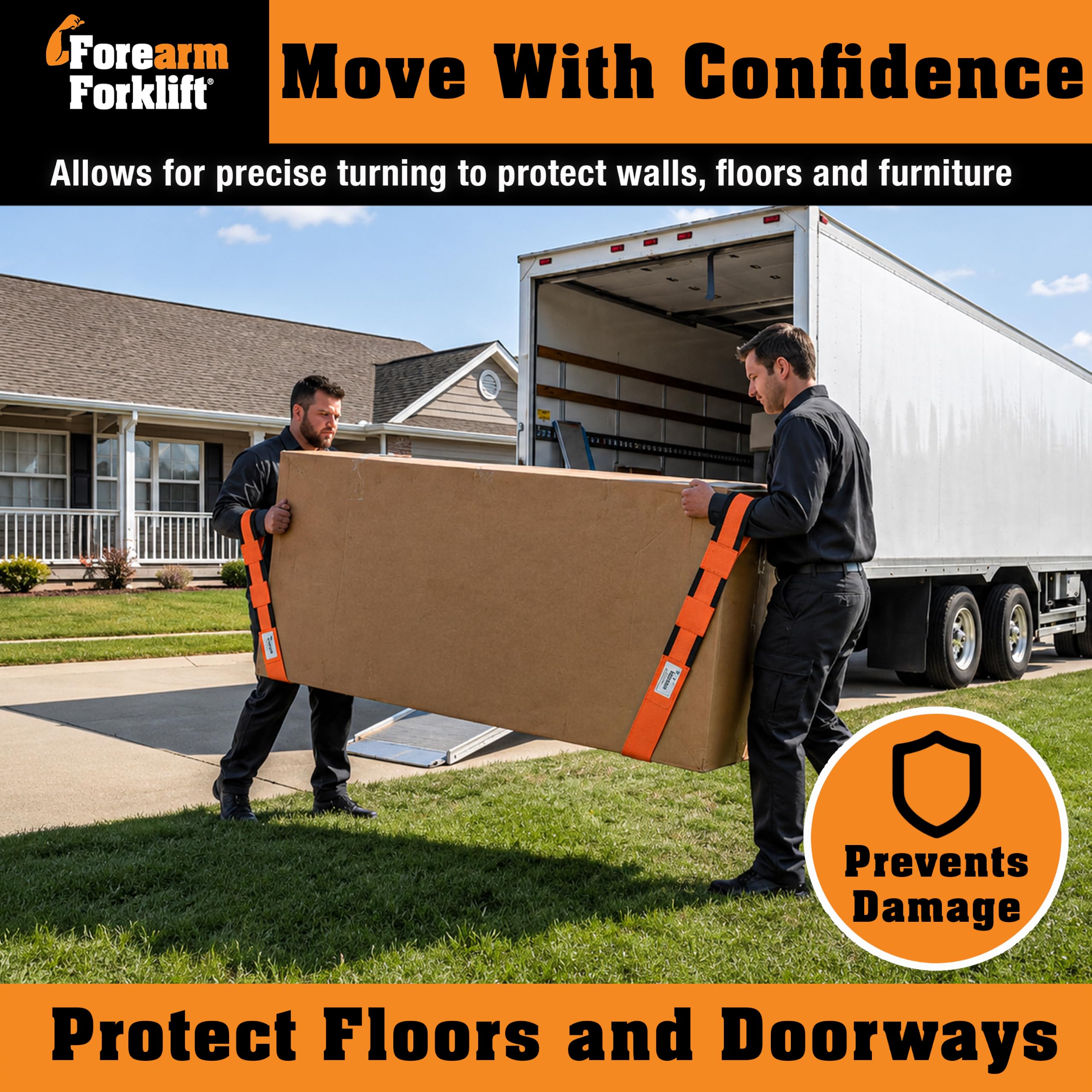 Forearm Forklift folded straps stored compactly in toolbox for portability