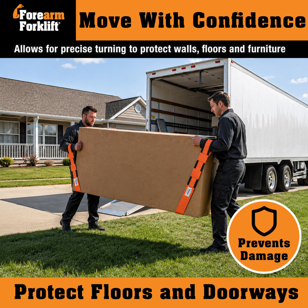 Forearm Forklift folded straps stored compactly in toolbox for portability