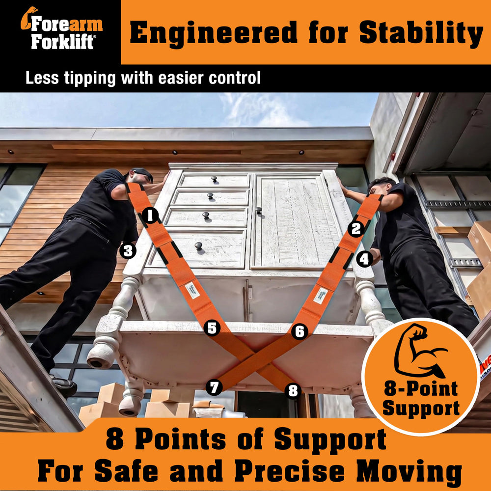 Forearm Forklift being used to move appliance up stairs reducing effort
