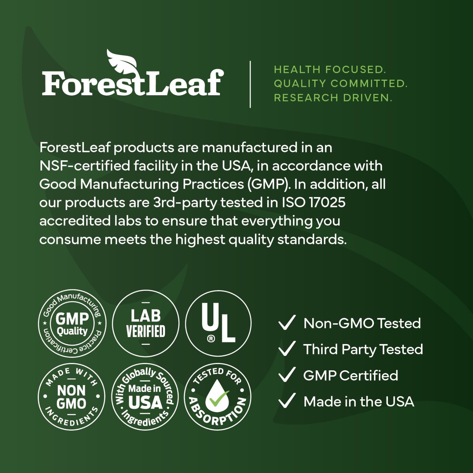 ForestLeaf lab report printout demonstrating third-party testing and verified purity benefit