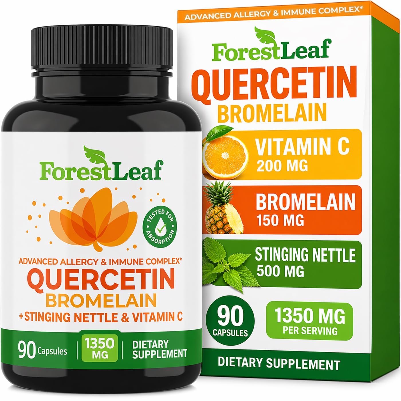 ForestLeaf front packaging showing supplement benefits and clean-label design