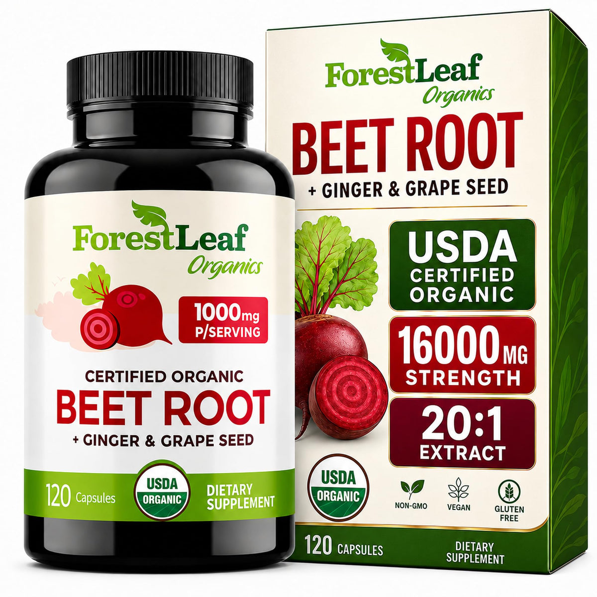 ForestLeaf front packaging showing bottle and label for clear identification and trust