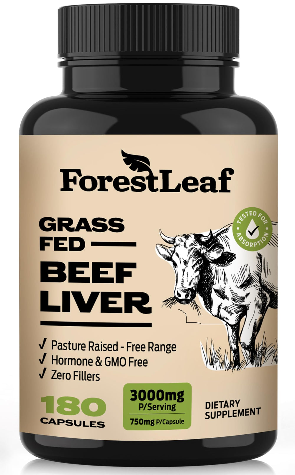 ForestLeaf front packaging showing label and capsule count with trustworthy branding