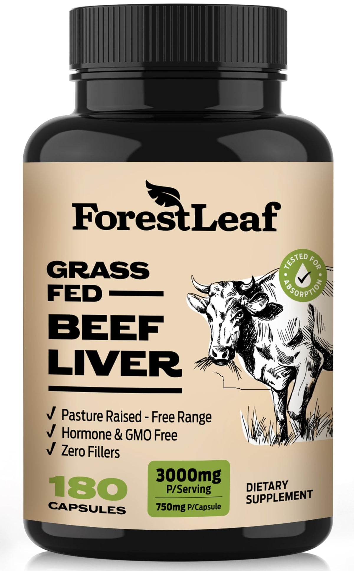 ForestLeaf front packaging showing label and capsule count with trustworthy branding