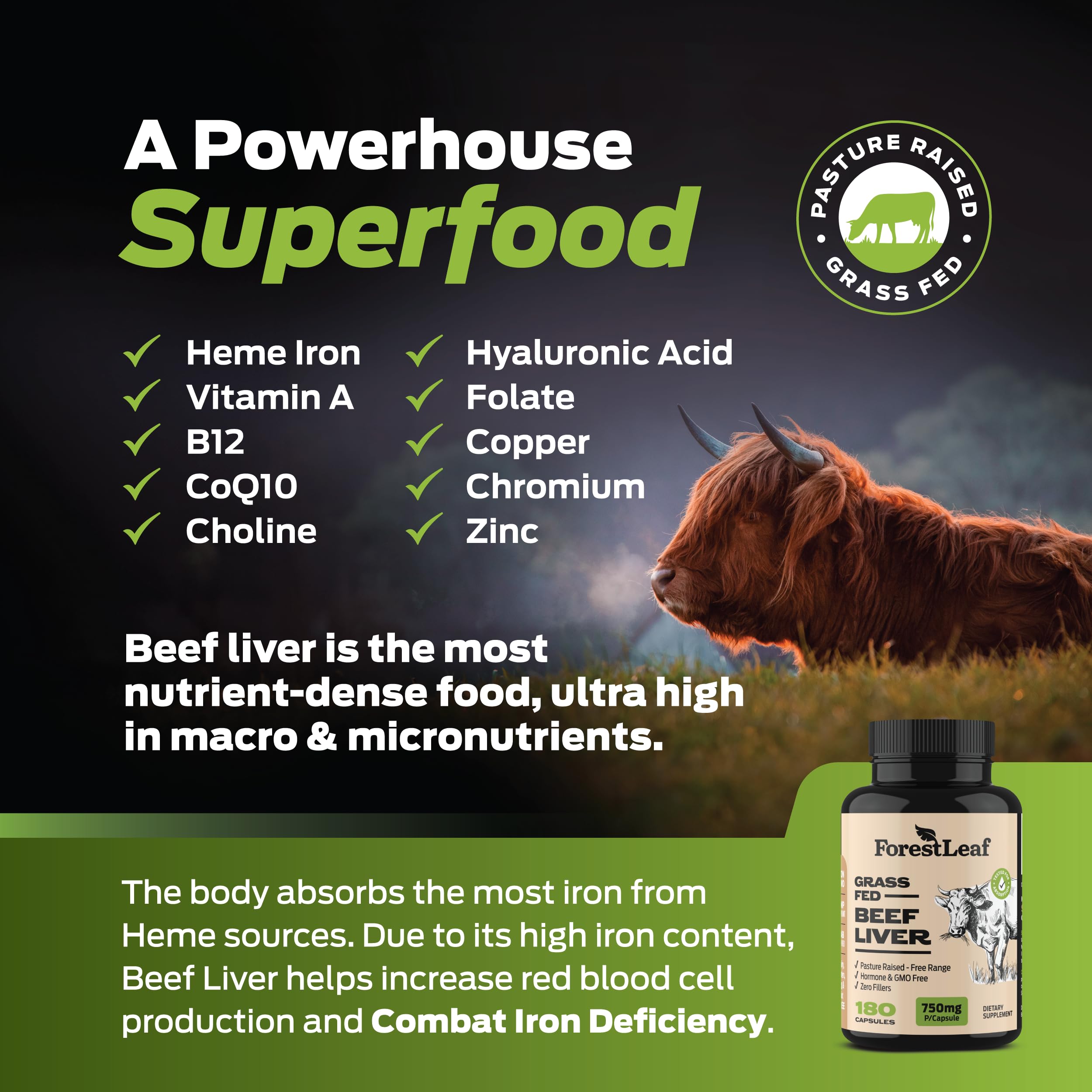 ForestLeaf open bottle with visible capsules highlighting convenient daily dosing