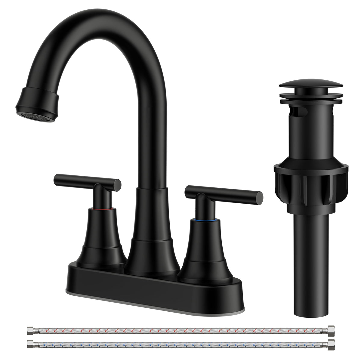 FORIOUS front view of matte black centerset faucet showing clean lines and modern look