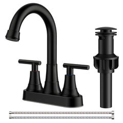 FORIOUS front view of matte black centerset faucet showing clean lines and modern look
