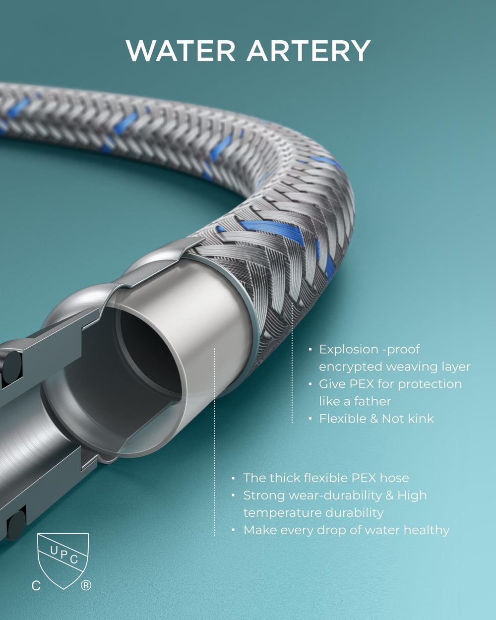 FORIOUS detail of ABS shell and stainless core indicating durable construction and rust resistance