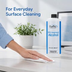 ForPro 99% concentration label close-up with measurement scale for accurate decanting