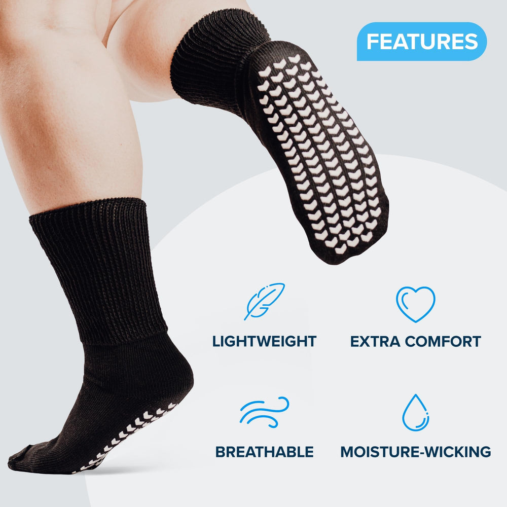 FORTIVO socks worn by seated person showing comfort in recovery