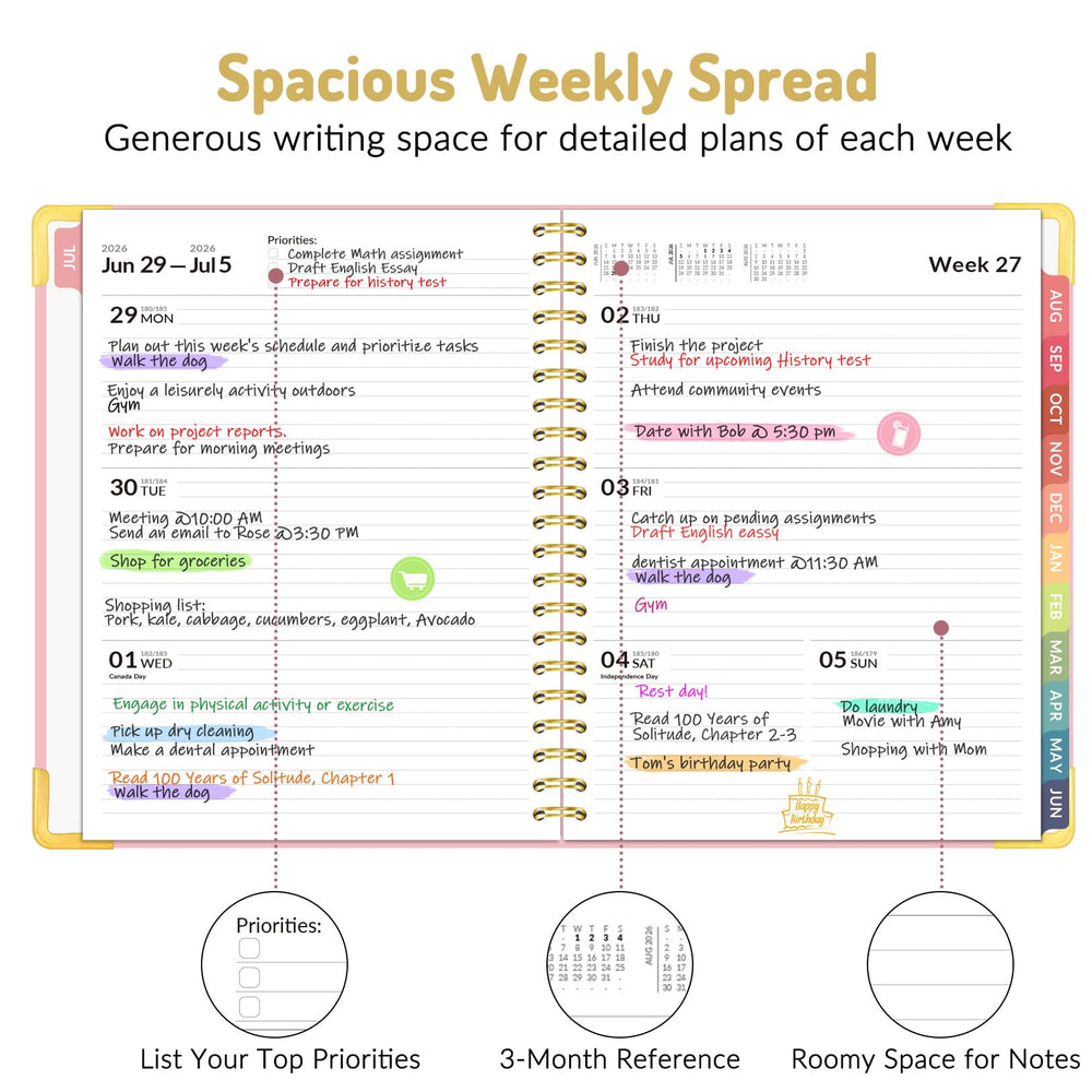 Forvencer monthly spread with large date boxes to mark deadlines clearly