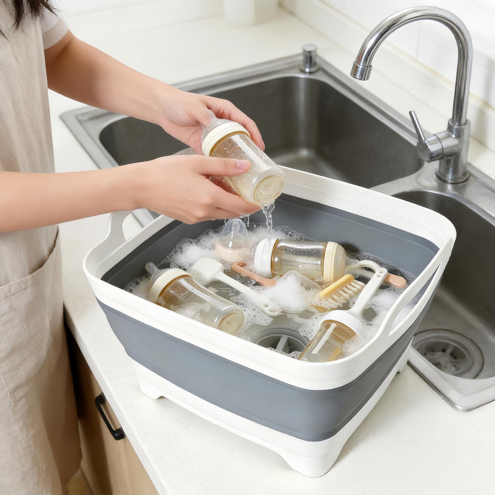 FOSJGO basin hanging on hook for space-saving storage and portability