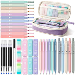 Four Candies front view of purple case showing included supplies for organized storage